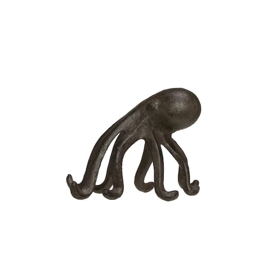 5&#x22; Dark Brown Cast Iron Octopus Phone Tablet Stand